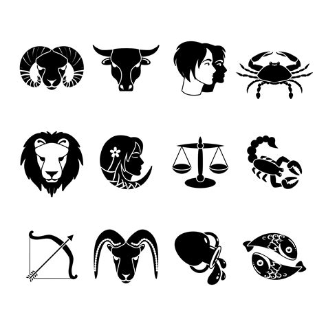 Zodiac Symbols Astrology Horoscope Signs Vector Image Gambaran