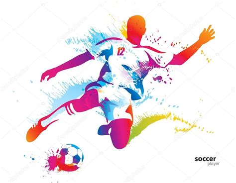 Jugador de fútbol patea la pelota el colorido vector ilustración w Ilustración de stock