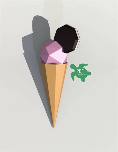 Papercraft Sculpture Ice Cream Cone DIY D Papercraft PDF Etsy