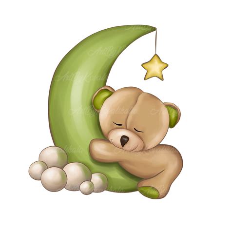 Teddy Bear Clipart Teddy Bear Sleeping On Moon Png Baby Shower Girl