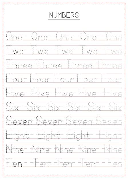 Premium Vector Children Learning Printable Tracing Numbers One To Ten