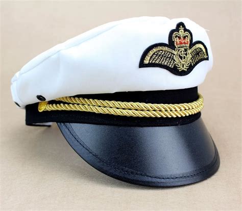 Adult Captain Hat Navy Cap White Gold Black Captains Ship Sailor Men
