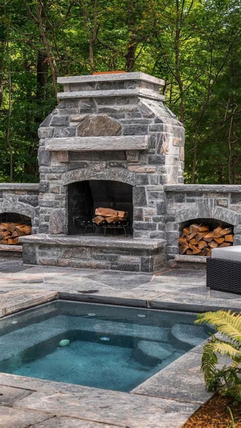 Outdoor Fireplace Hot Tub Deck Hot Tub Outdoor Hot Tub Backyard