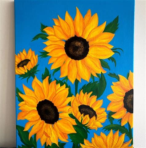 Art Collectibles Original Sunflower Acrylic Painting Paintings On