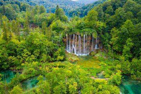 Aerial View Of The Plitvice Lakes National Park Croatia Stock Image
