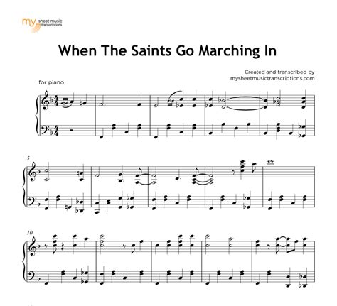 Songs like jingle bells, ode to joy, and silent night. When the saints go marching in - jazz piano sheet music (.pdf) • My Sheet Music Transcriptions