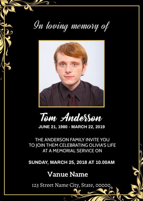 Funeral Announcement Card Template Postermywall