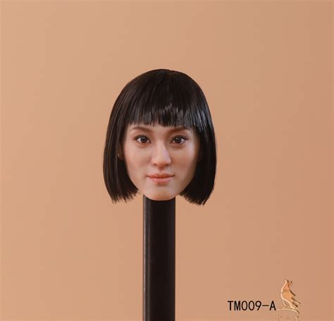 asian female head sculpt short black hair 1 6 scale female head sculpts gitwo tm009a