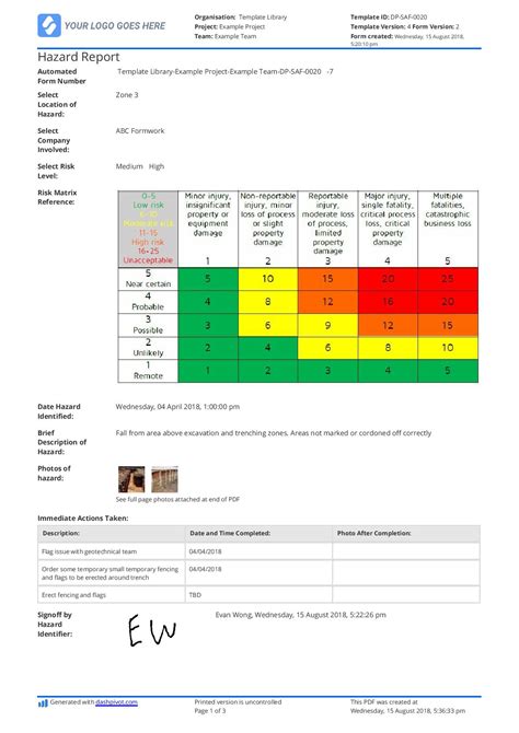 Free Hazard Register Template Easy And Editable Better Than Excel