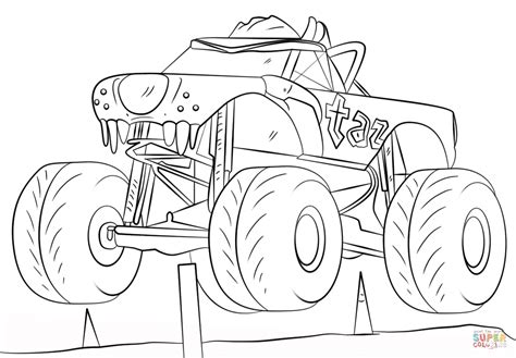 Coloriage  Taz Monster Truck  Coloriages à imprimer gratuits