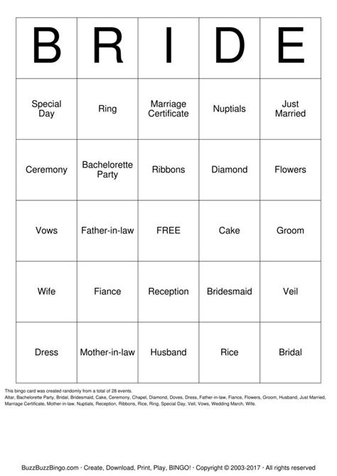 Bridal Shower Bingo Cards To Download Print And Customize