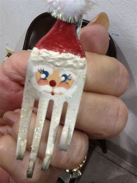 Santa Made From A Fork Christmas Ornament Crafts Homemade Christmas