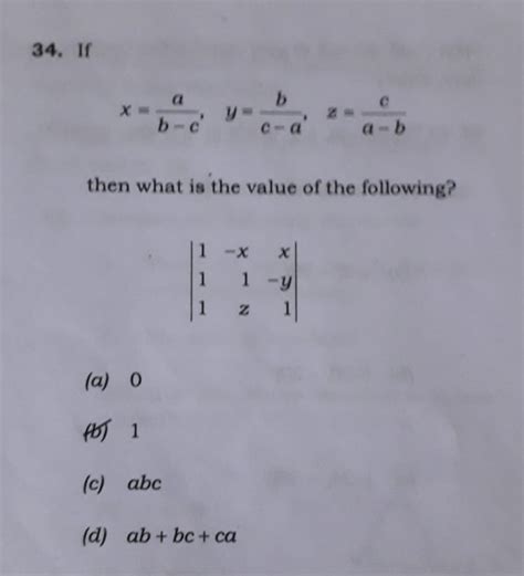 if x a b c y b c a z c a b then what is the value of the following sarthaks