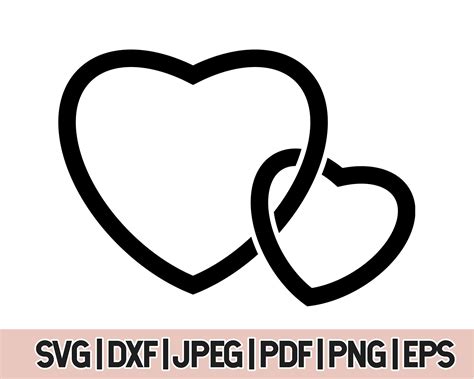 Double Heart Outline Svg Two Hearts Svg Outline Mx