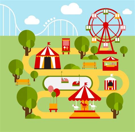 ᐈ Amusement Park Map Stock Vectors Royalty Free Cartoon Amusement Park
