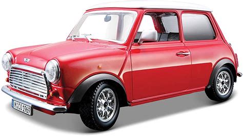 Bburago 1969 Old Mini Cooper Diecast Model Car 124 Scale Red Top Toys