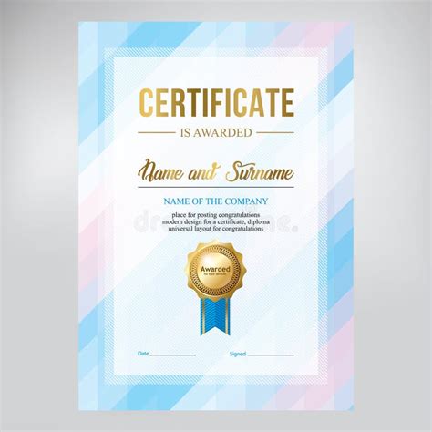 Certificate Design Diploma Template Creative Geometric Blue