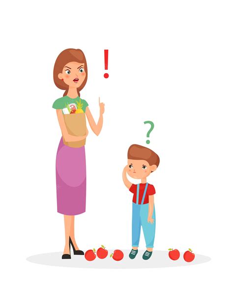 Premium Vector Mother Character Punishes Sone Mom Scolding Her Upset Son Flat Cartoon Style