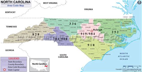 North Carolina Area Code Maps