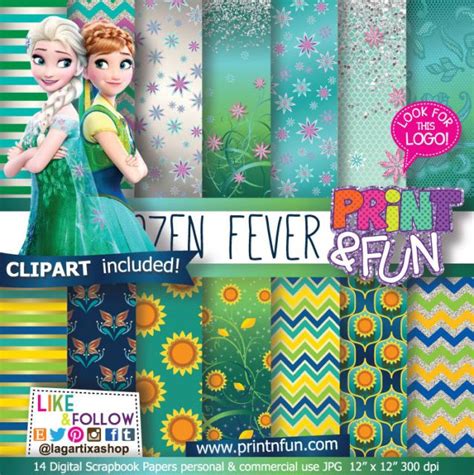 Frozen Fever Elsa And Anna Digital Paper Patterns Digital Papers And