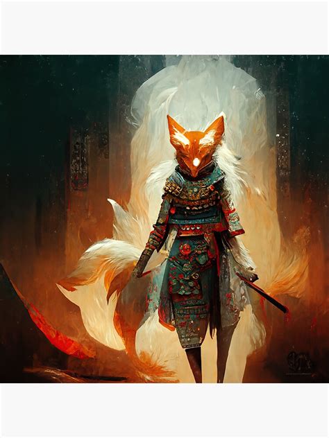 Kitsune Humanoid Warrior Sticker For Sale By Ia Power Redbubble
