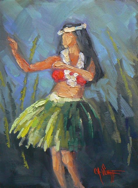 Carol Schiff Daily Painting Studio Hula Dancer Painting Daily