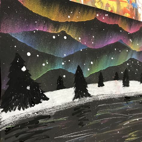 4th Grade Aurora Borealis Landscapes Winter Art Lesson Winter Art