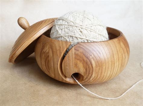 Wooden Yarn Bowl With Lid Yarn Ball Holder Ts For Knitters Etsy