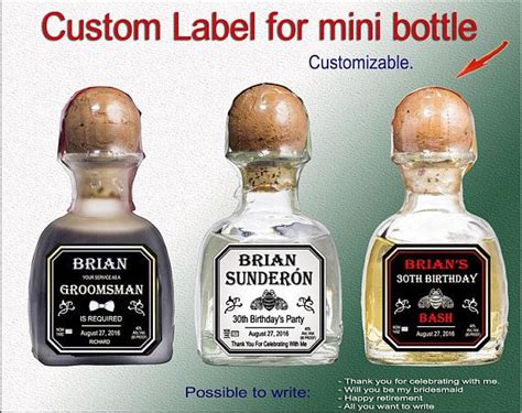 Patron Labels For Mini Bottles Sugar Skull Wedding Favor Labels