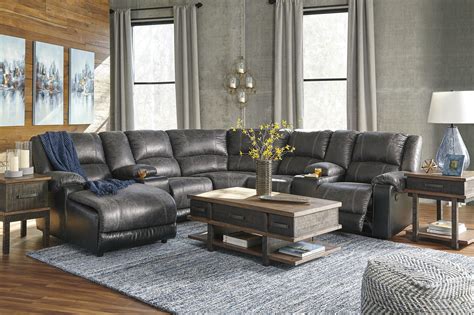 Nantahala 6 Piece Reclining Sectional In Slate By Ashley Furniture