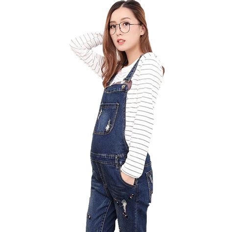 Embroidery Denim Overalls Maternity Jeans Straps Pants For Pregnant