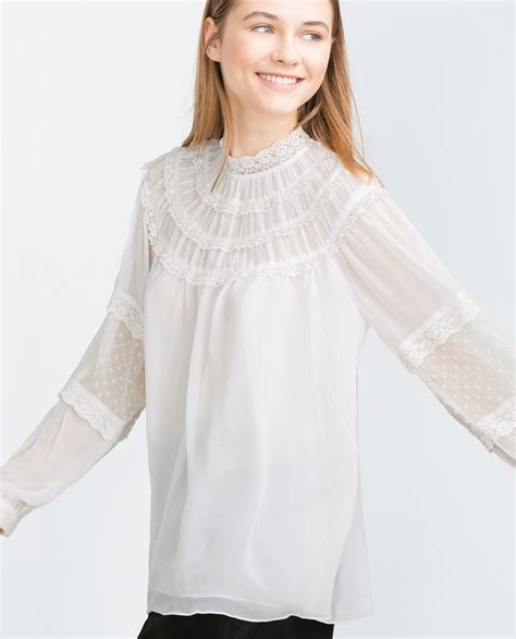 Zara Lace Top In White Lyst