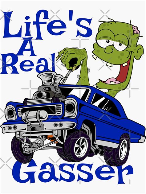 Hot Rod Gasser Cartoon Outlaw Drag Racing Blown Street Car Sticker For Sale By Charjens