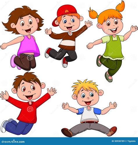 Happy Children Cartoon Stock Vector Illustration Of Group 30938789