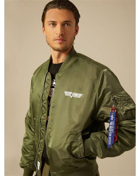 Alpha Industries Alpha X Top Gun Ma 1 Bomber Jacket In Sage Green For