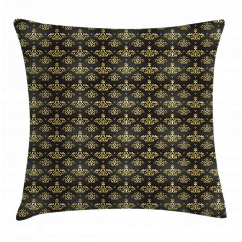 Yellow Damask Throw Pillow Cushion Cover Royal Venetian Style Floral