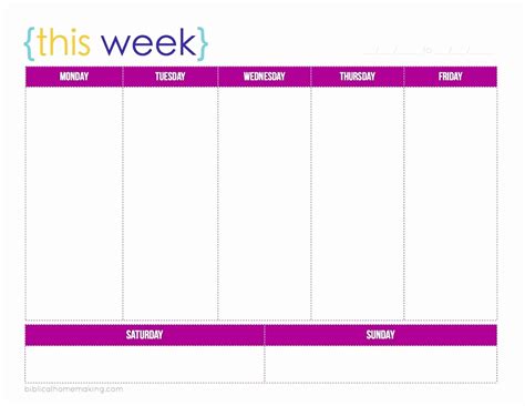 You can even create weekly workout plans or weekly chore charts for the whole family. 5 Day Schedule Template Unique 5 Day Work Week Monthly ...