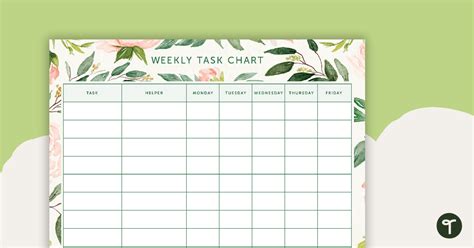 Blush Blooms Weekly Task Chart Teach Starter