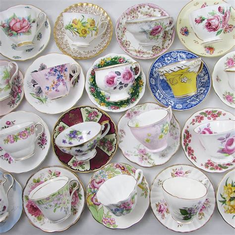 Tea Cups And Saucers Vintage Tea Sets Mismatch Bulk Etsy English