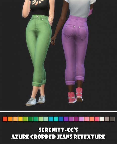 Azure Cropped Jeans Retexture At Maimouth Sims4 Sims 4 Updates