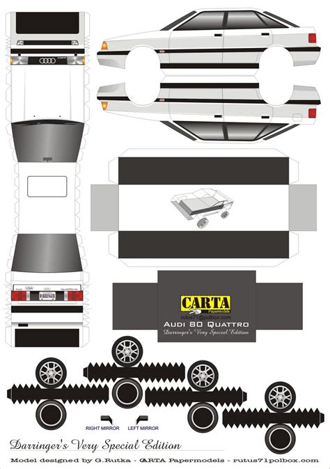 In der umgebung von muenster sind folgende kostenlose parkplätze in unserer datenbank eingetragen Legendary cars: Paper Model - Audi 90 Quattro Sedan | Papierbastelbogen, Basteln mit papier, Papier