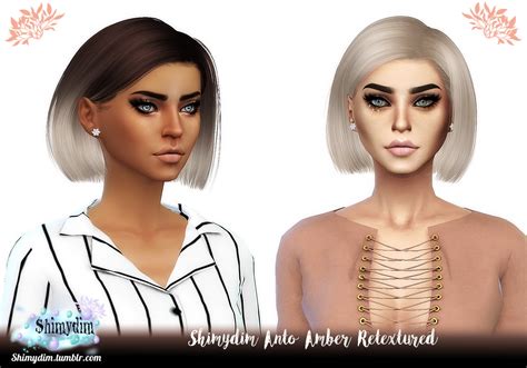Sims 4 Hairs Shimydim Anto`s Amber Hair Retextured