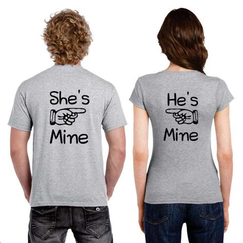 T Shirt Couple “shes Mine Hes Mine” Couple T Shirt Couple Shirts Print T Shirt