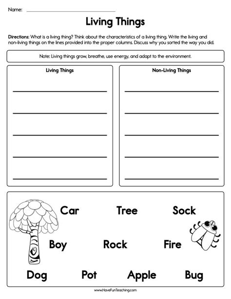 Worksheet Living And Nonliving Things Worksheets For Kindergarten