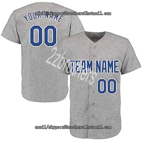Custom Gray Baseball Jersey Button Down With Embroidered Your Own Name