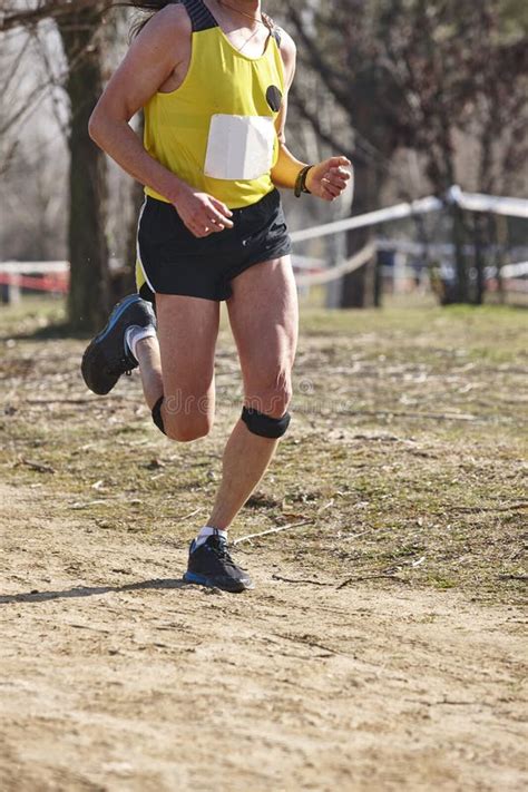 Cross Country Male Runner On A Race Healthy Exercise Stock Image