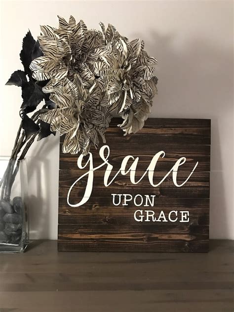 Grace Upon Grace Rustic Home Decor Wood Sign Hand Painted Etsy