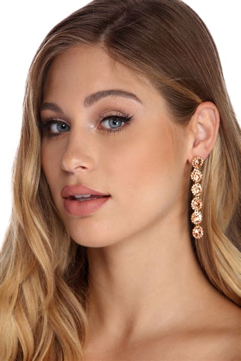 Rose Gold Glittering Queen Duster Earrings Most Beautiful Women Pretty