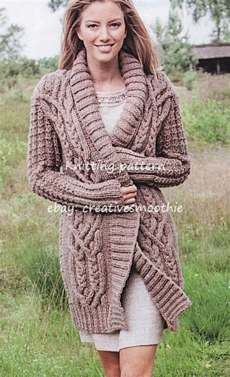 558 ladies aran cardigan jacket coat chunky knitting pattern aran cardigan knit cardigan