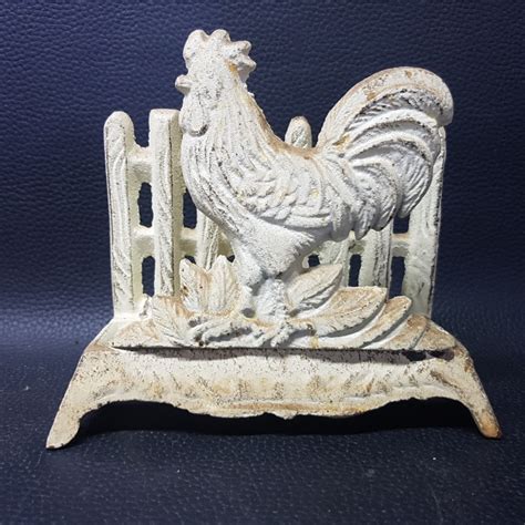 Paint, stain or use a scorch marker. Other Metalware - Vintage Cast Iron Rooster Styled Napkin ...